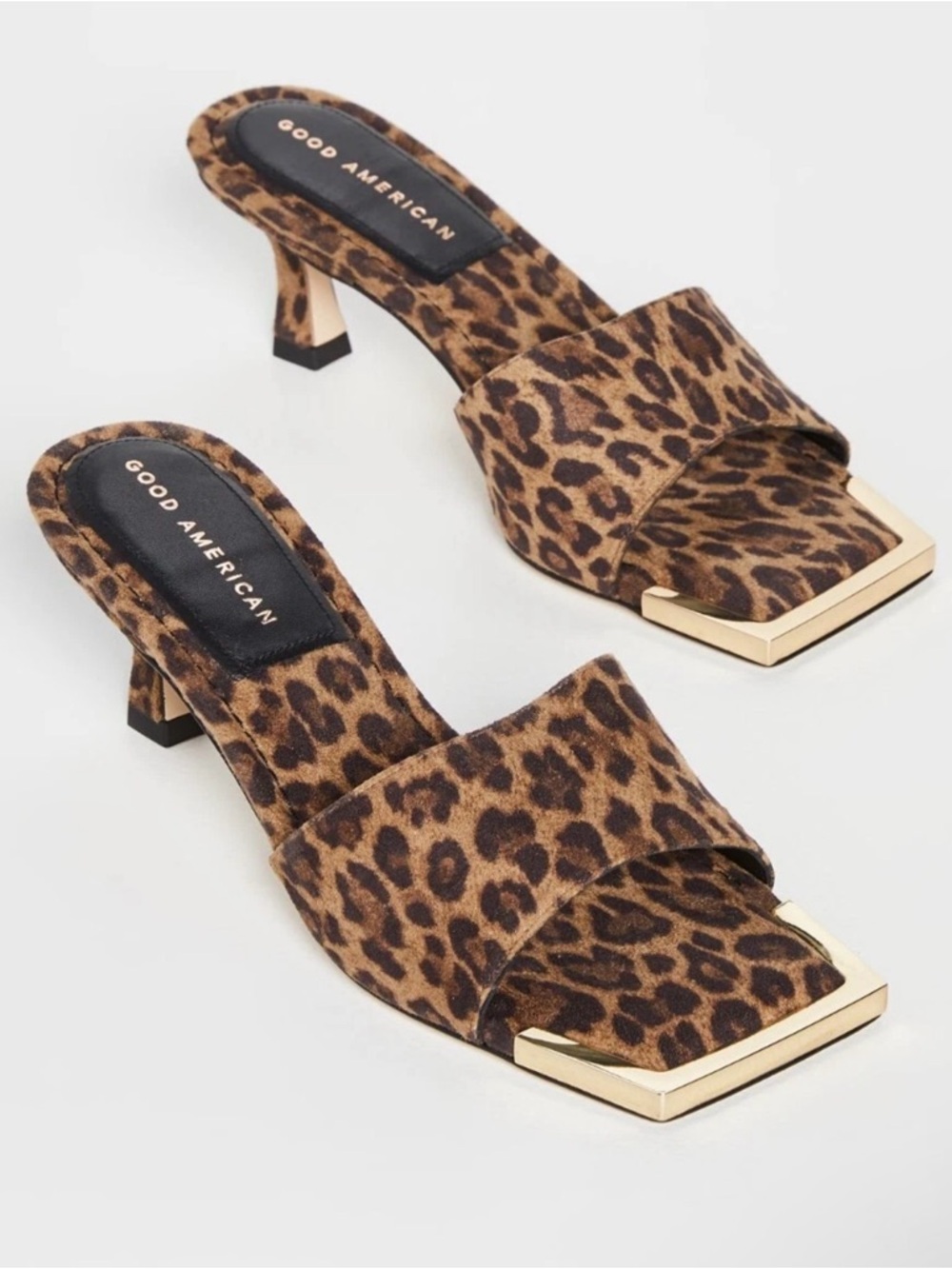 Good American Standout Square Toe Leopard Mules 5.5 - Picture 2 of 5
